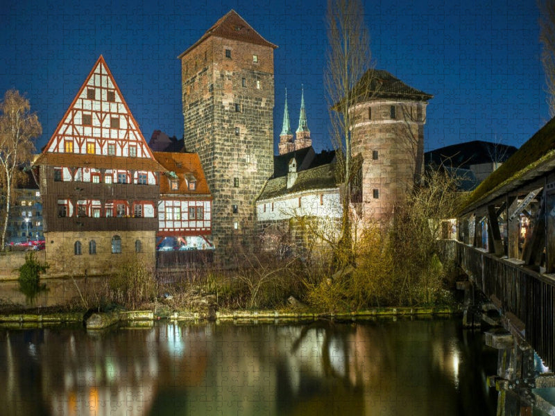 Nürnbergs Altstadt bei Nacht - CALVENDO Foto-Puzzle'