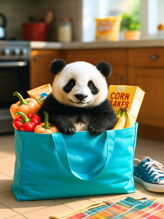 Panda in Einkaufstasche - CALVENDO Foto-Puzzle'