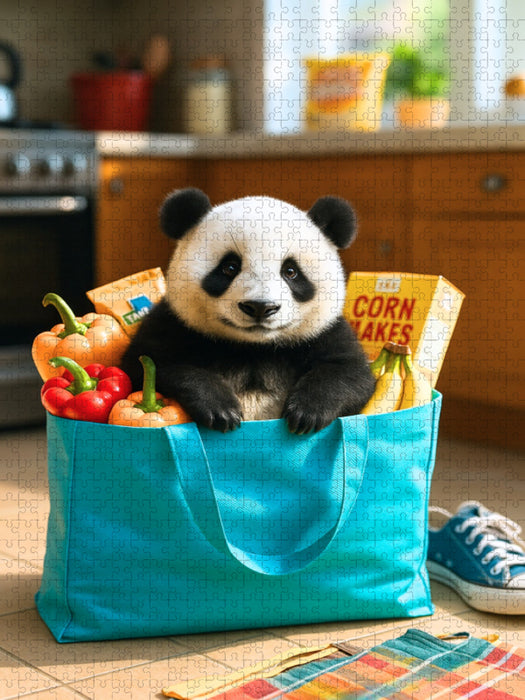 Panda in Einkaufstasche - CALVENDO Foto-Puzzle'