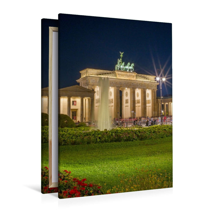 Premium Textil-Leinwand Berlin - Brandenburger Tor bei Nacht