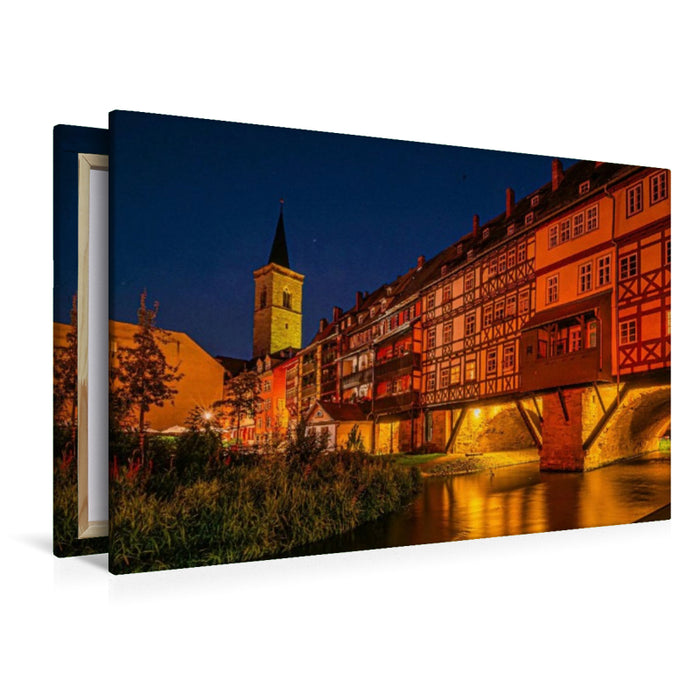 Premium Textil-Leinwand Krämerbrücke mit Ägidienkirche