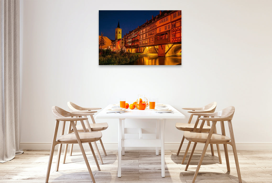 Premium Textil-Leinwand Krämerbrücke mit Ägidienkirche