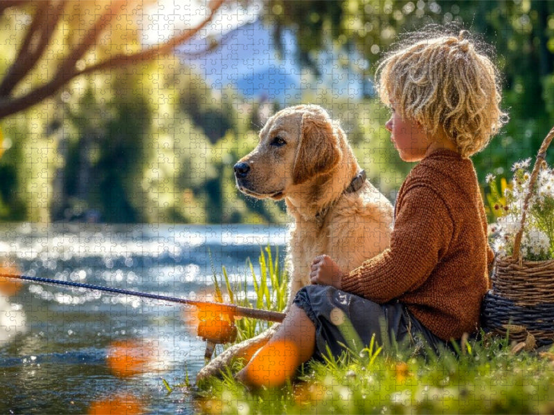 Zwei Abenteurer warten auf den großen Fang - CALVENDO Foto-Puzzle'