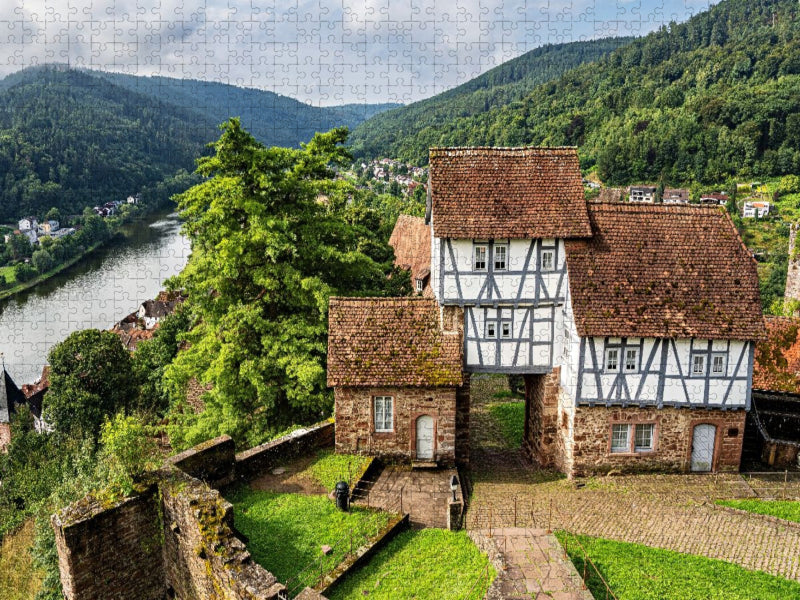 Blick vom Schloss Hirschhorn auf das Neckartal - CALVENDO Foto-Puzzle'