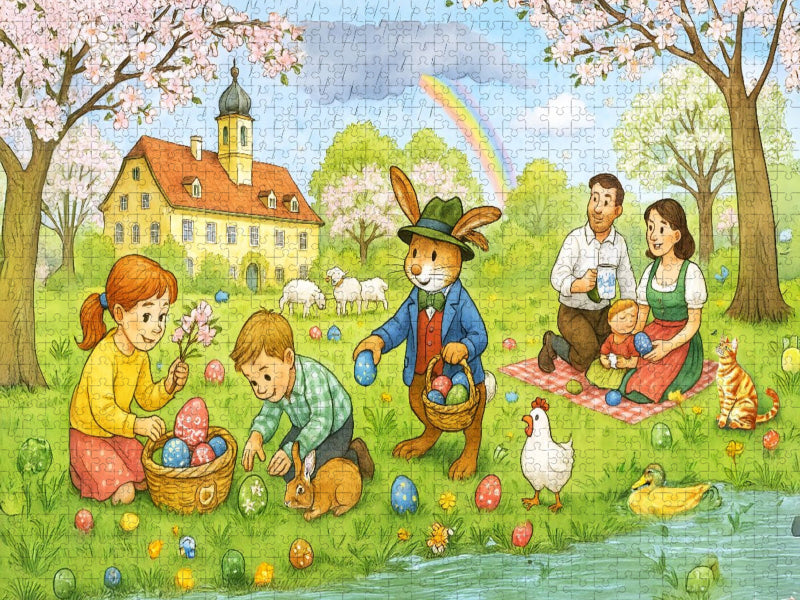 Bayerisches Osterwunder im Wimmelbild - CALVENDO Foto-Puzzle'