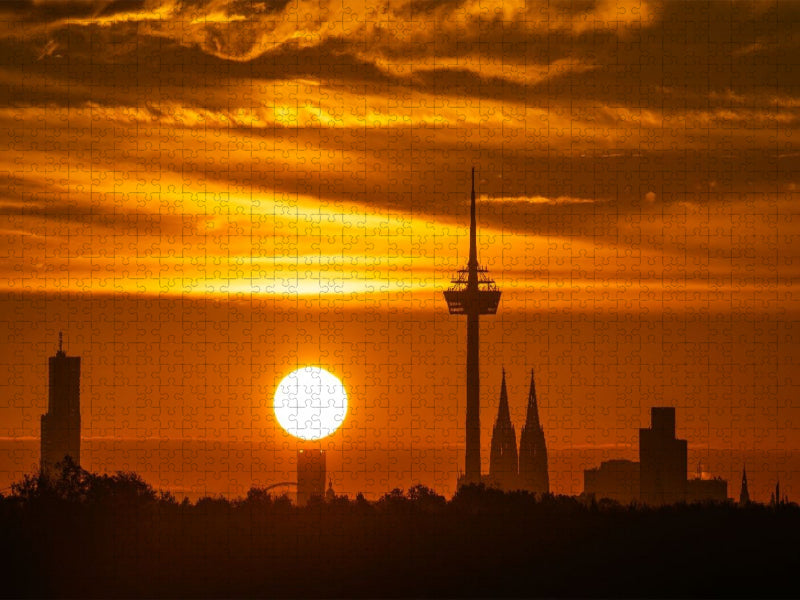Sonnenaufgang über der Skyline - CALVENDO Foto-Puzzle'