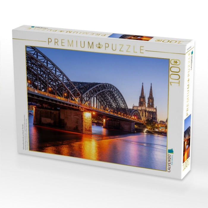 Hohenzollernbrücke zur blauen Stunde - CALVENDO Foto-Puzzle'