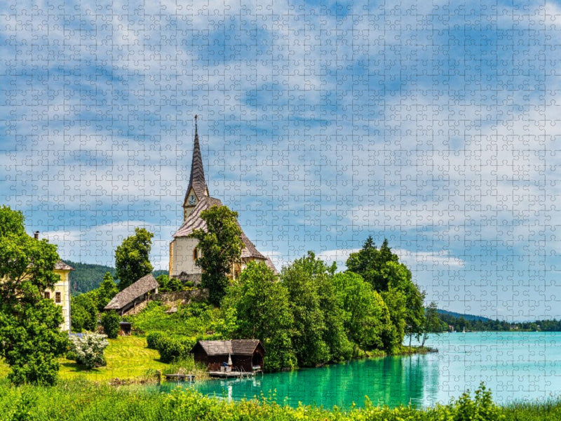 Kirche Maria Wörth auf der Halbinsel im Wörthersee - CALVENDO Foto-Puzzle'