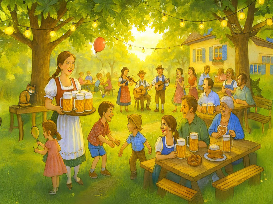 Geselligkeit im bayerischen Biergarten - CALVENDO Foto-Puzzle'