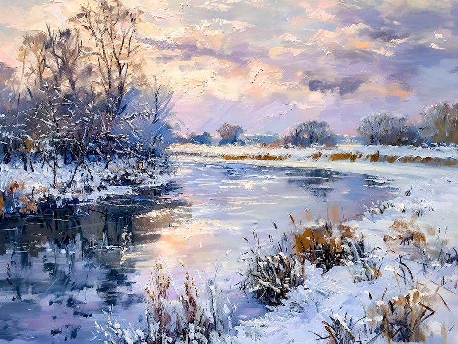 Winterabend an der Havelbiegung im impressionistischen Stil - CALVENDO Foto-Puzzle'