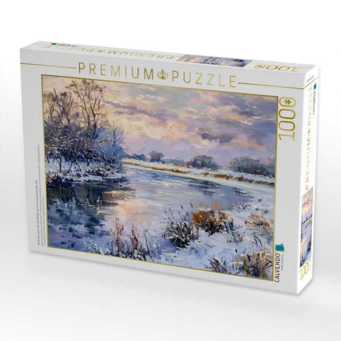 Winterabend an der Havelbiegung im impressionistischen Stil - CALVENDO Foto-Puzzle'