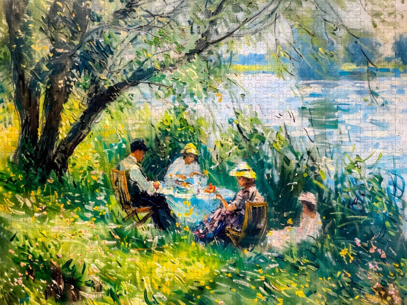 Havel Picknick unter alten Bäumen im impressionistischen Stil - CALVENDO Foto-Puzzle'