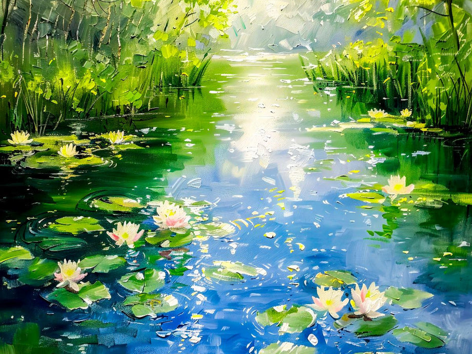 Sommerteich mit Seerosen im impressionistischen Stil - CALVENDO Foto-Puzzle'