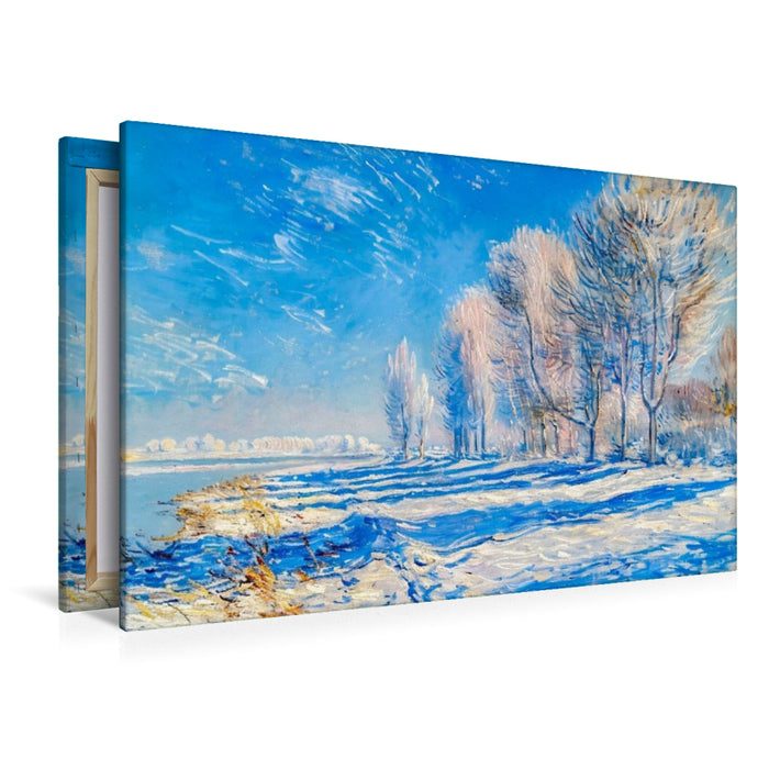 Premium Textil-Leinwand Wintermorgen an der Havel im impressionistischen Stil