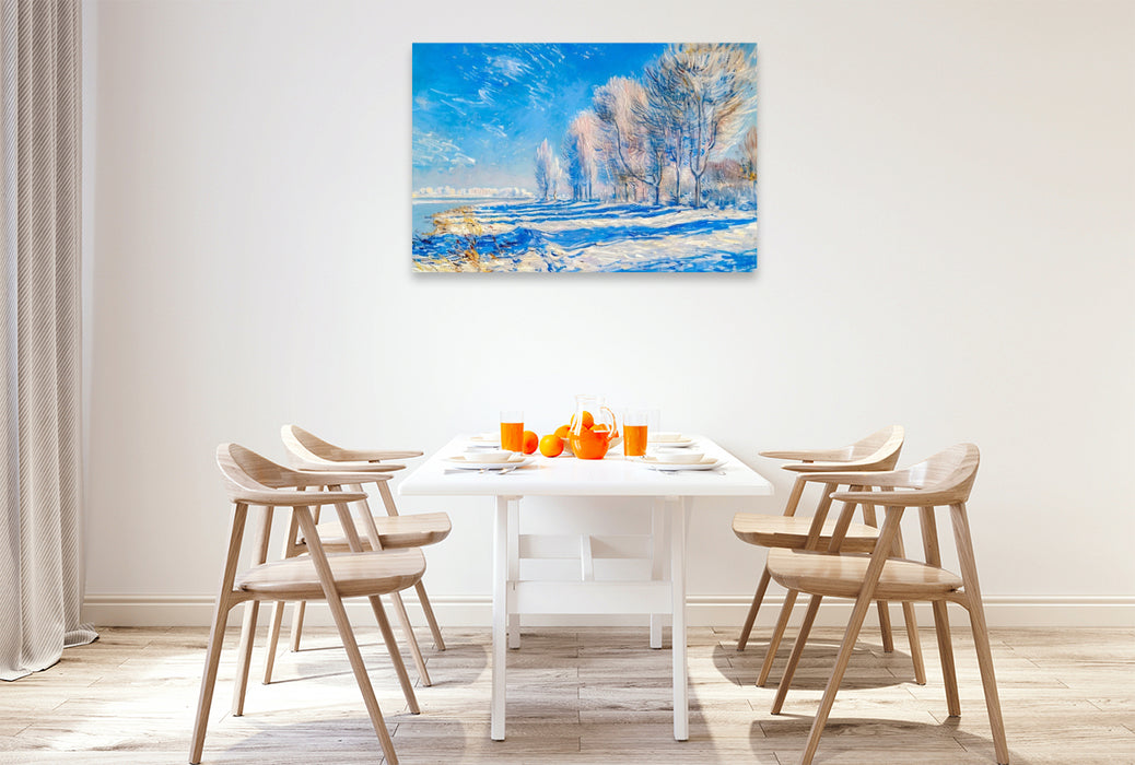 Premium Textil-Leinwand Wintermorgen an der Havel im impressionistischen Stil