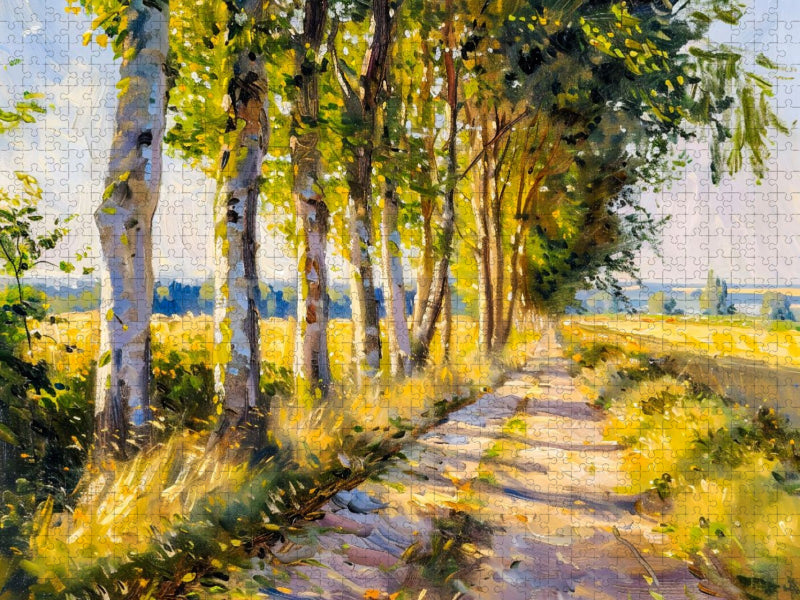 Sommerallee im Lichtspiel im impressionistischen Stil - CALVENDO Foto-Puzzle'