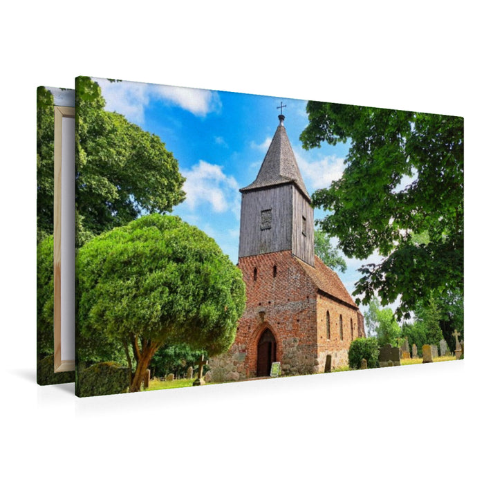 Premium Textil-Leinwand Die evangelische Dorfkirche Groß Zicker