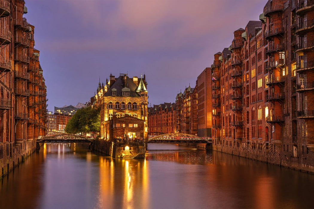 Premium Textil-Leinwand Weltkulturerbe Speicherstadt