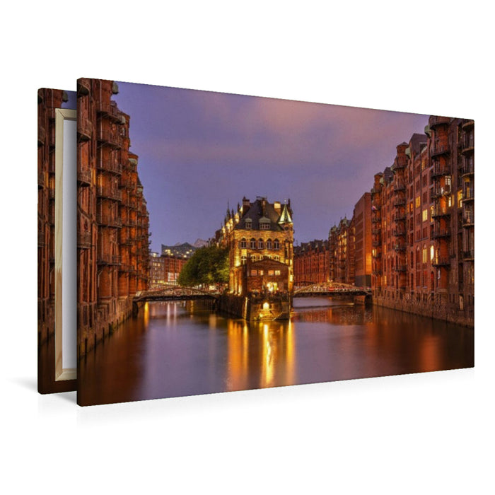 Premium Textil-Leinwand Weltkulturerbe Speicherstadt