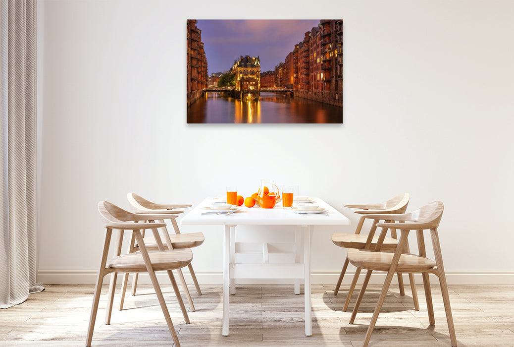 Premium Textil-Leinwand Weltkulturerbe Speicherstadt