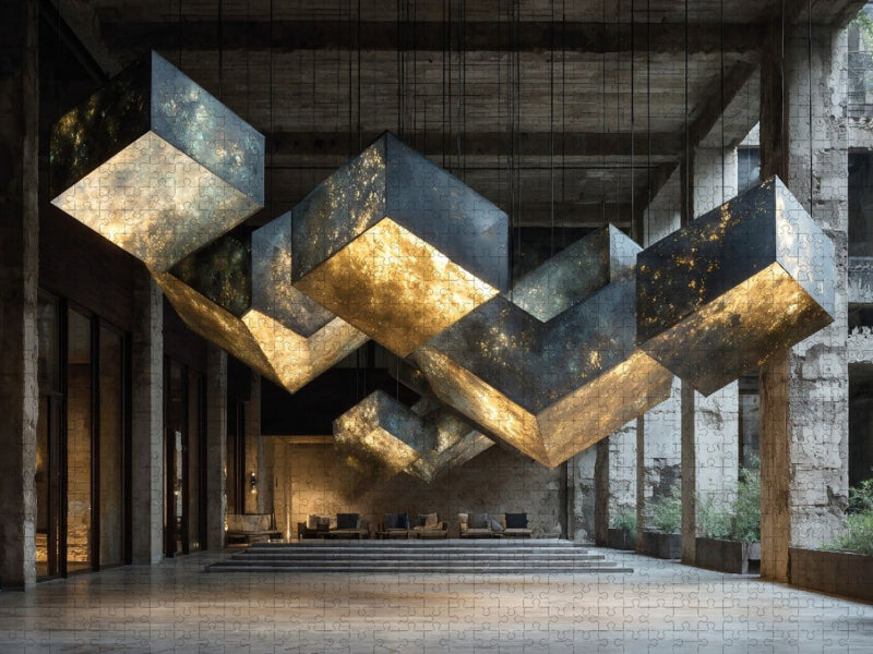 LUXON RAW – Licht in seiner pursten Form, eingefasst in Beton - CALVENDO Foto-Puzzle'