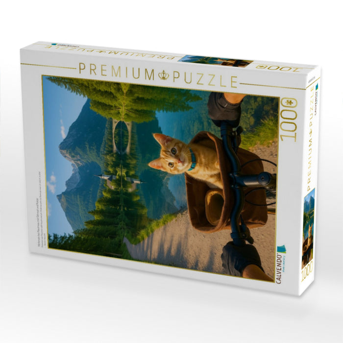 Hintersee bei Raumsau mit Fahrrad und Katze - CALVENDO Foto-Puzzle'