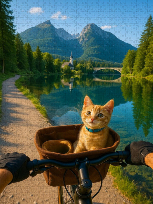 Hintersee bei Raumsau mit Fahrrad und Katze - CALVENDO Foto-Puzzle'