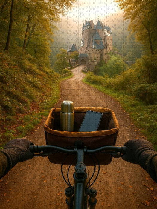 Burg Eltz Rheinland Pfalz mit dem Fahrrad - CALVENDO Foto-Puzzle'