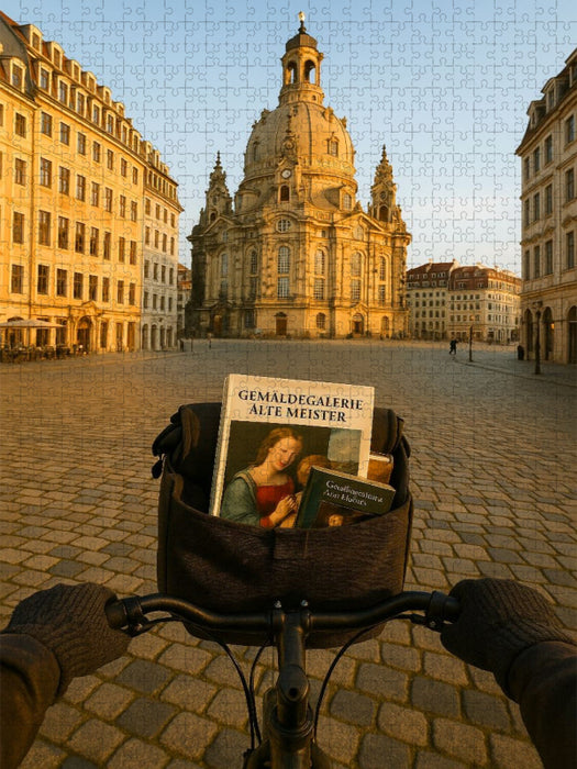 Dresden Frauenkirche mit dem Fahrrad - CALVENDO Foto-Puzzle'