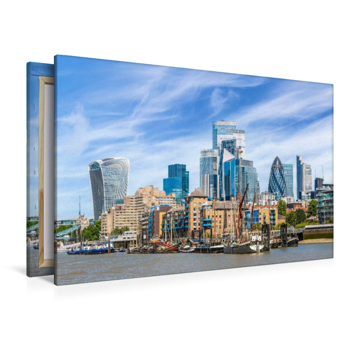 Premium Textil-Leinwand Moderne Skyline der City of London mit maritimem Flair