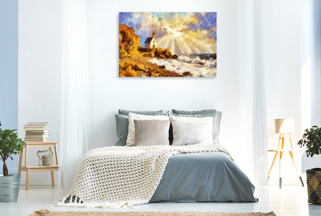 Premium Textil-Leinwand Neben Straßenansichten inspirieren auch ländliche Lichtsituationen Camille Pissarro zu seinen Gemälden.