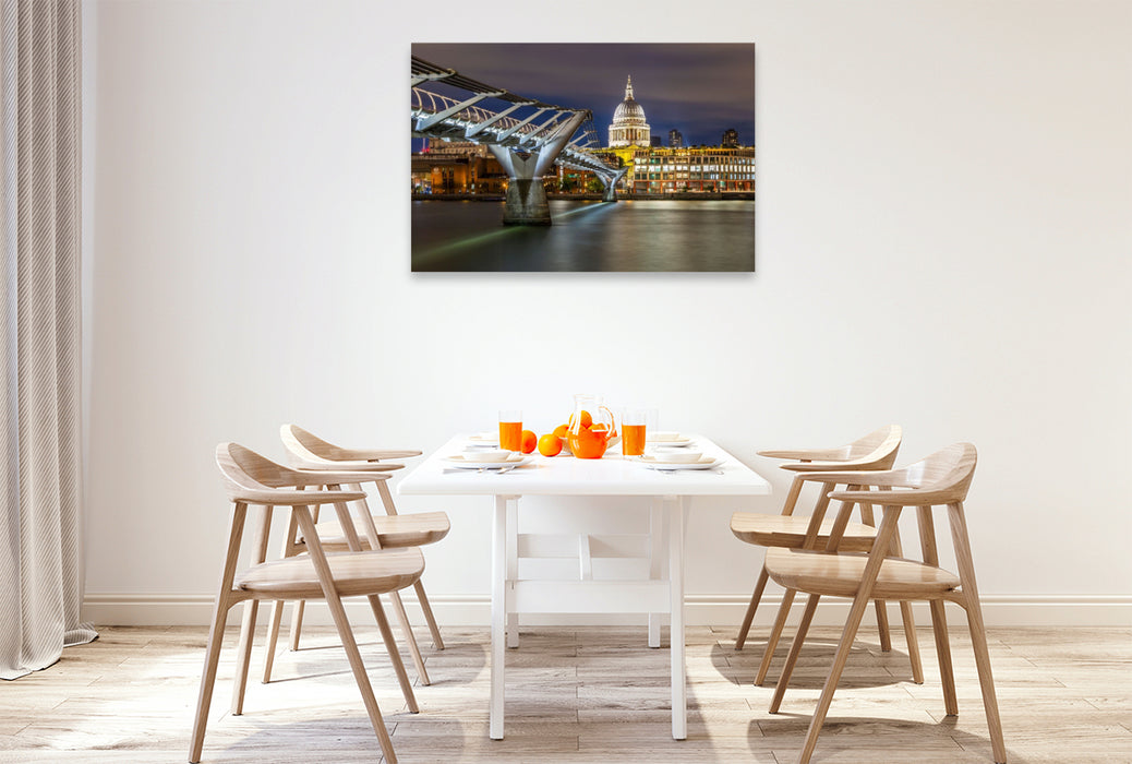 Premium Textil-Leinwand LONDON St. Paul’s im Lichterglanz