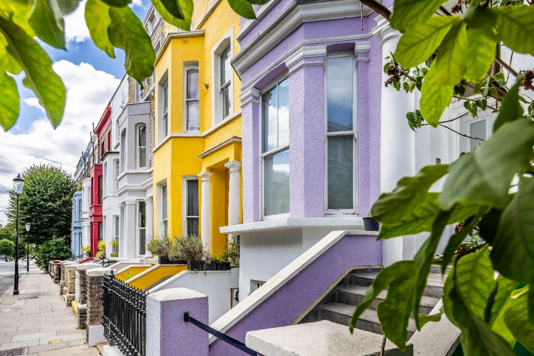 Premium Textil-Leinwand Bunte Hausfassaden mit Stil Notting Hill