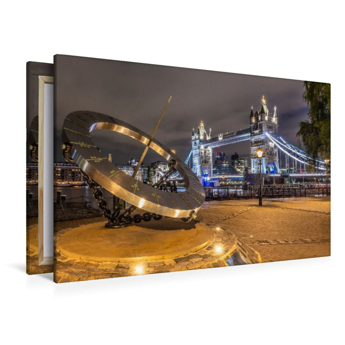 Premium Textil-Leinwand LONDON Tower Bridge im Lichterglanz