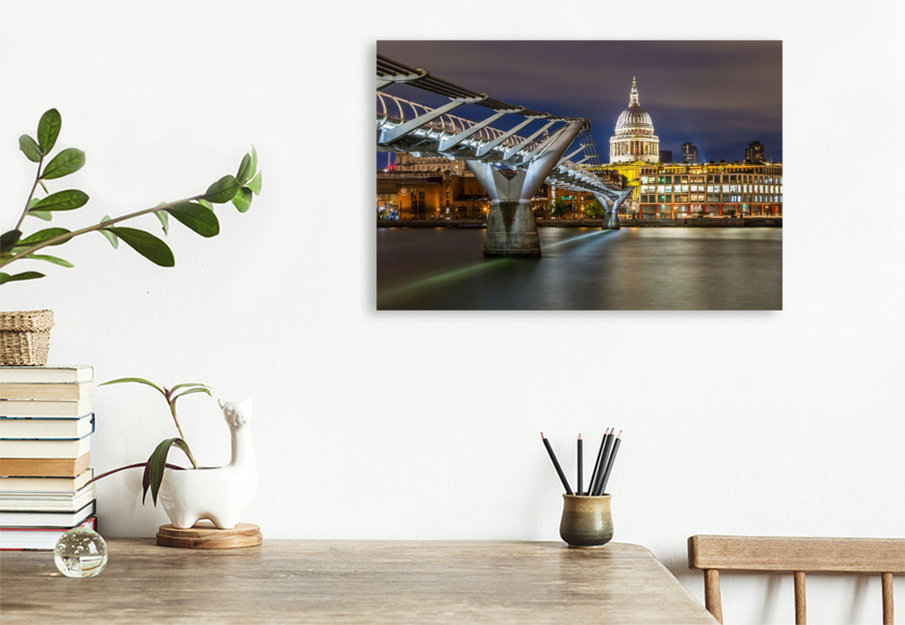 Premium Textil-Leinwand LONDON St. Paul’s im Lichterglanz