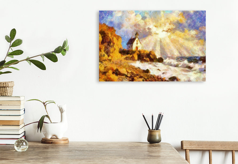 Premium Textil-Leinwand Neben Straßenansichten inspirieren auch ländliche Lichtsituationen Camille Pissarro zu seinen Gemälden.