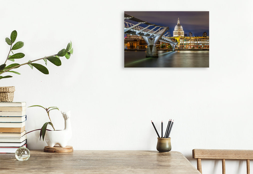 Premium Textil-Leinwand LONDON St. Paul’s im Lichterglanz