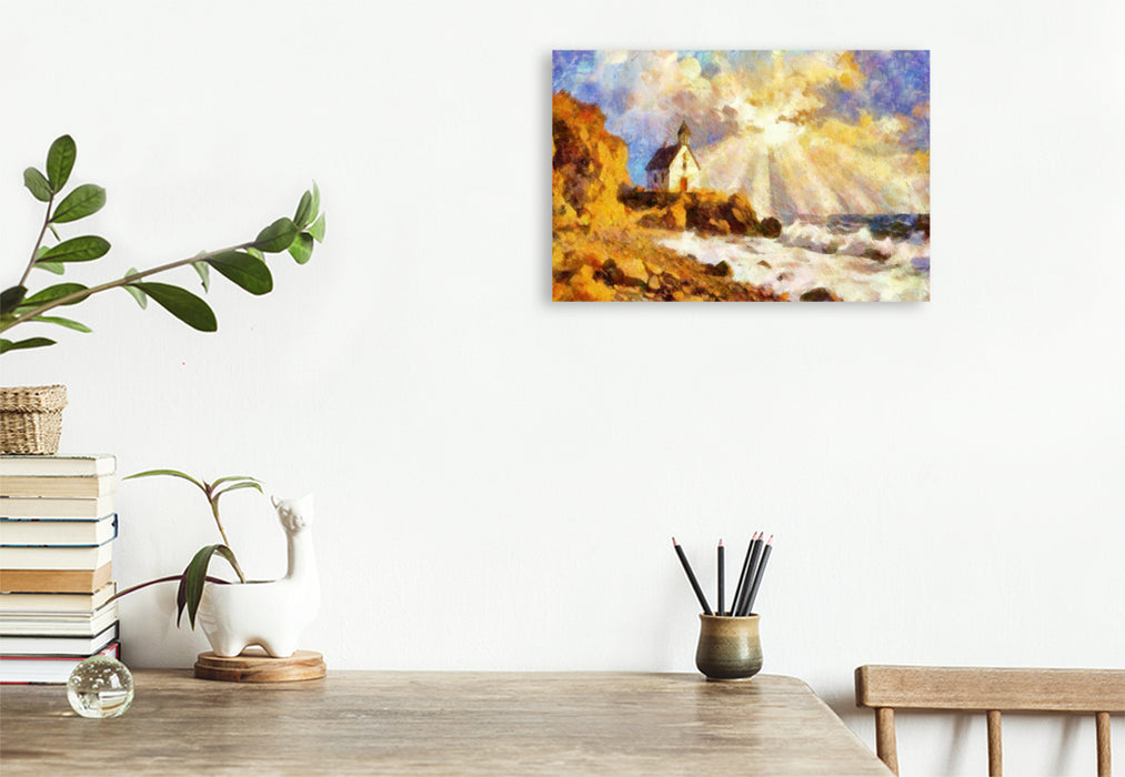 Premium Textil-Leinwand Neben Straßenansichten inspirieren auch ländliche Lichtsituationen Camille Pissarro zu seinen Gemälden.