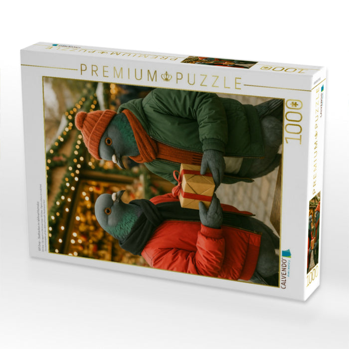 Gift Drop – Stadttauben im Weihnachtsmodus - CALVENDO Foto-Puzzle'