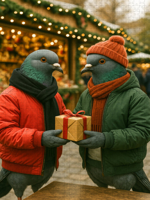 Gift Drop – Stadttauben im Weihnachtsmodus - CALVENDO Foto-Puzzle'