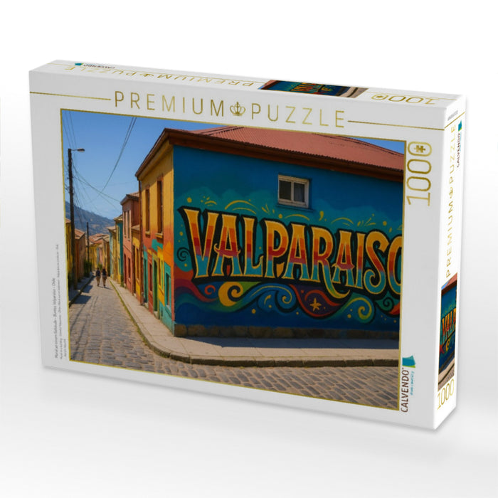 Mural an einem Gebäude - Buntes Valparaiso - Chile - CALVENDO Foto-Puzzle'