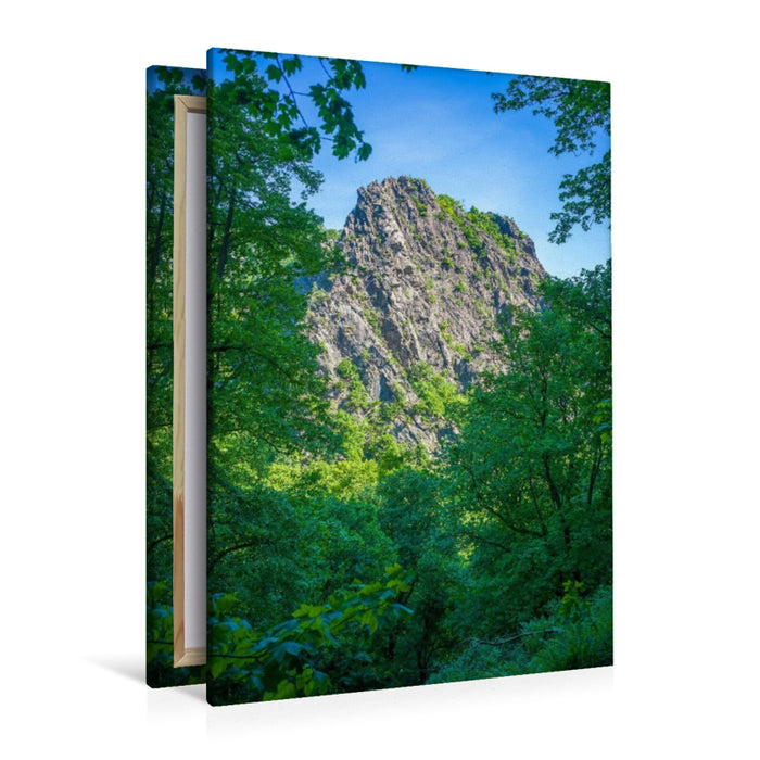 Premium Textil-Leinwand Bodetal - Blick zur Roßtrappe