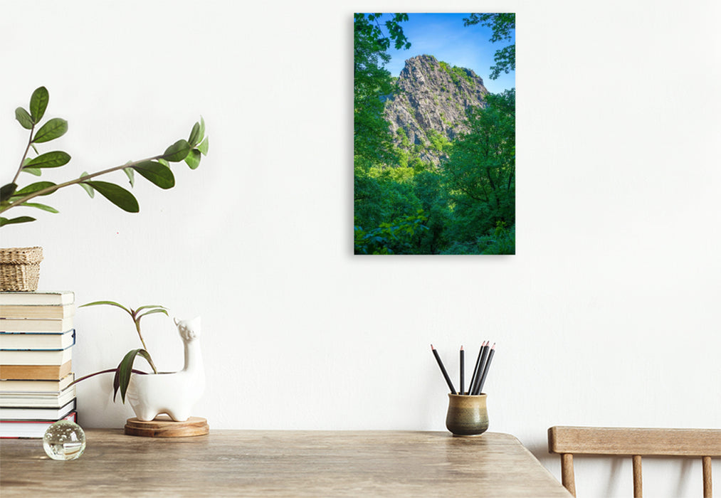 Premium Textil-Leinwand Bodetal - Blick zur Roßtrappe