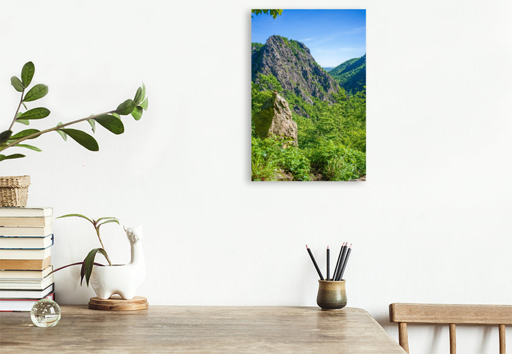 Premium Textil-Leinwand Bodetal - Blick zur Roßtrappe