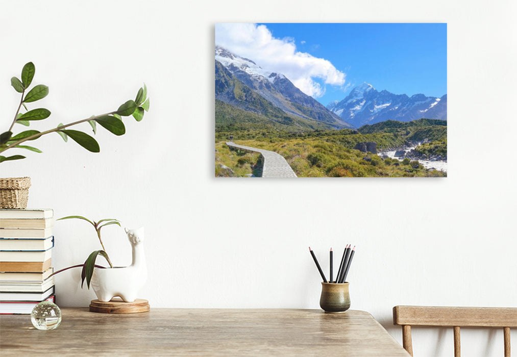 Premium Textil-Leinwand Mount-Cook-National Park, Hooker Valley Track