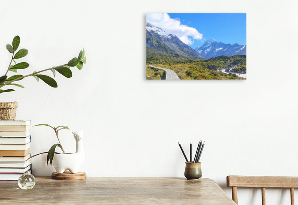 Premium Textil-Leinwand Mount-Cook-National Park, Hooker Valley Track