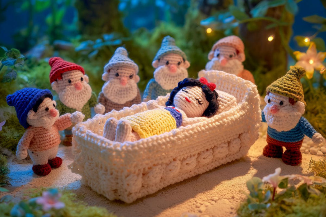 Premium Textil-Leinwand Schneewittchen und die sieben Zwerge