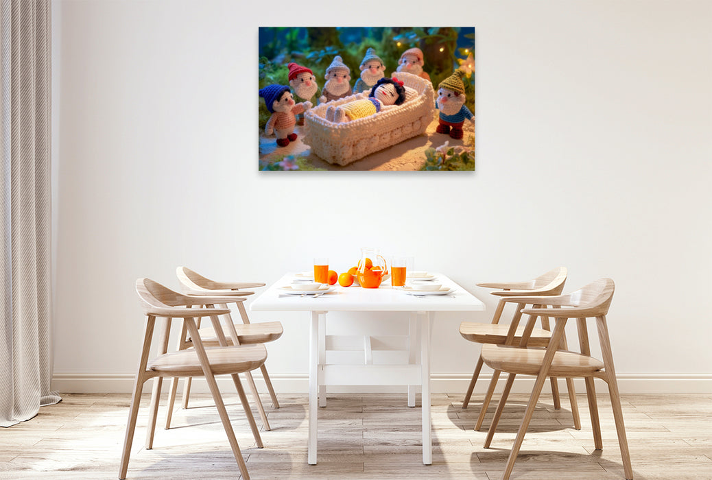 Premium Textil-Leinwand Schneewittchen und die sieben Zwerge