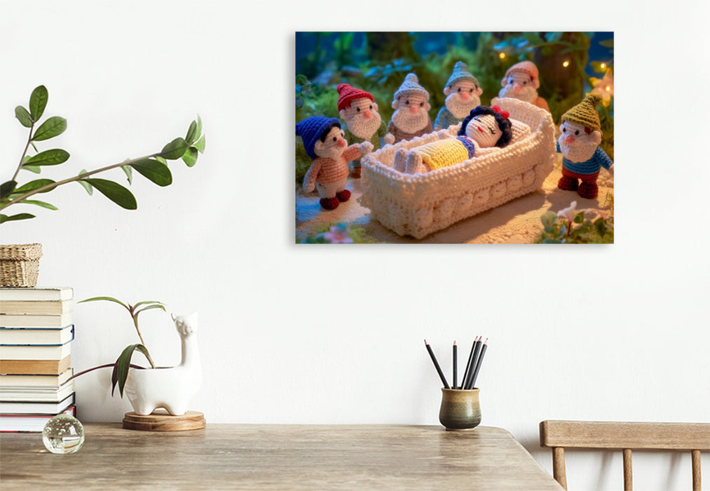 Premium Textil-Leinwand Schneewittchen und die sieben Zwerge