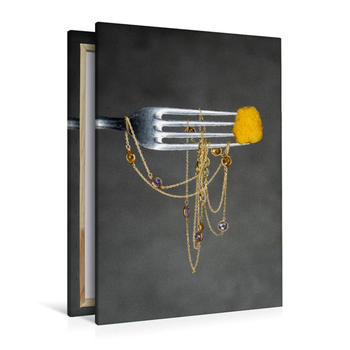 Premium Textil-Leinwand Farbsteinkette mit einer gelben Himbeere